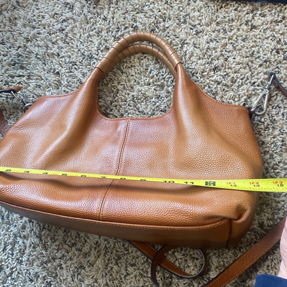 Iswee Brown Leather Purse with Crossbody Strap Cognac Tan - Picture 9 of 11